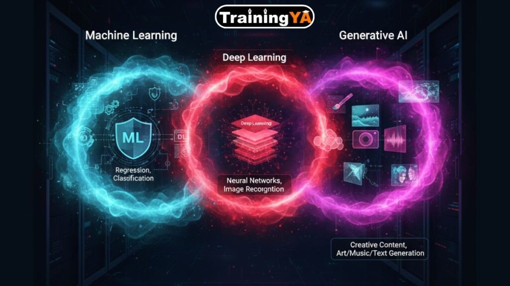 Machine Learning vs Deep Learning vs Generative AI